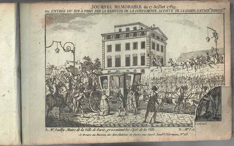 Journée mémorable du 17 Juillet 1789. ou Entrée du Roi à Paris par la Barrière de la Conférence, scorte de la Garde Nation(a)le Parisie(n)ne.
