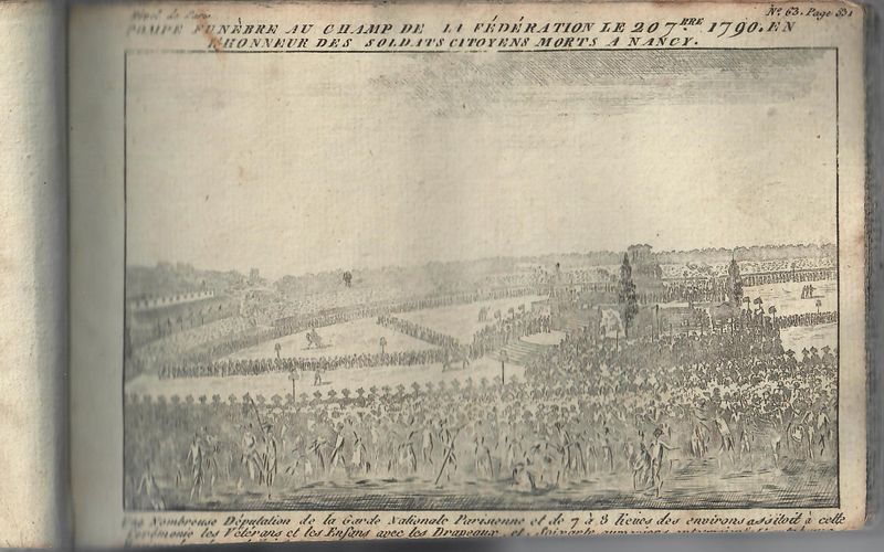 Pompe funèbre au Champ de la Fédération le 20 7bre 1790 en l’Honneur des soldats citoyens morts à Nancy