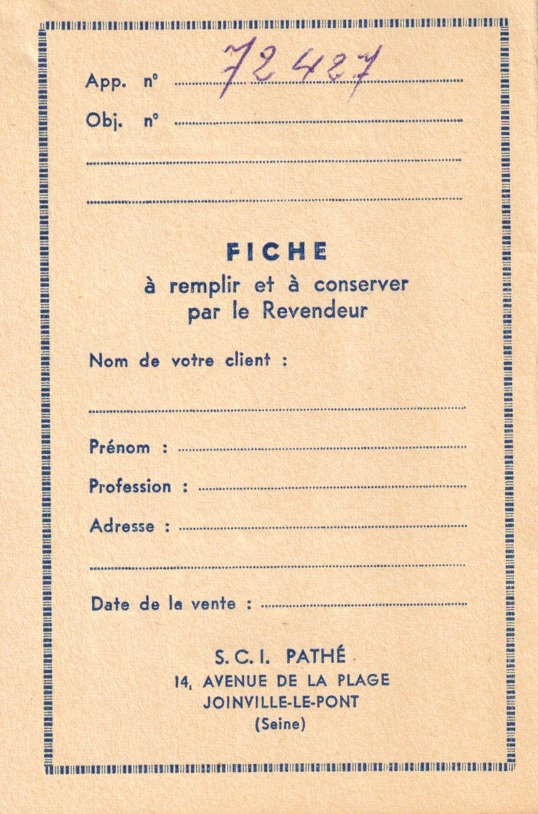 Certificat de garantie Pathé-Baby 53 - 2