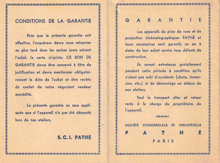Certificat de garantie Pathé-Baby 53 - 5