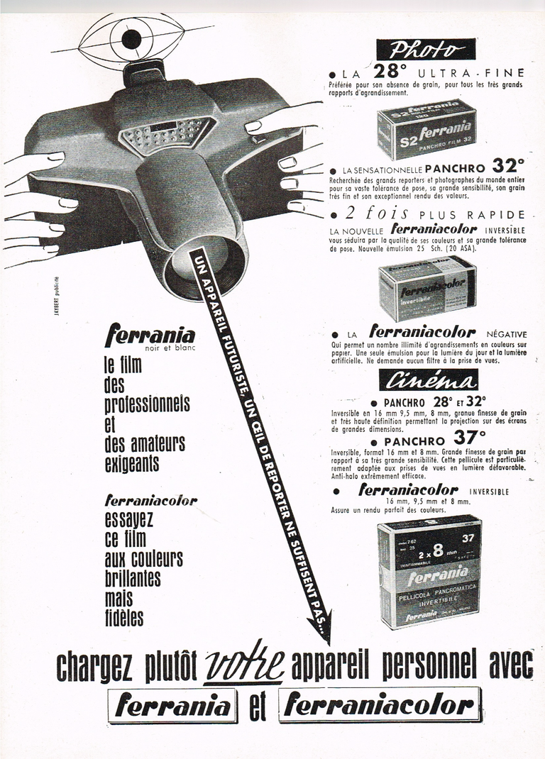 Ferrania Pellicule Ferrania et Ferraniacolor - Photo Cinéma - octobre 1959