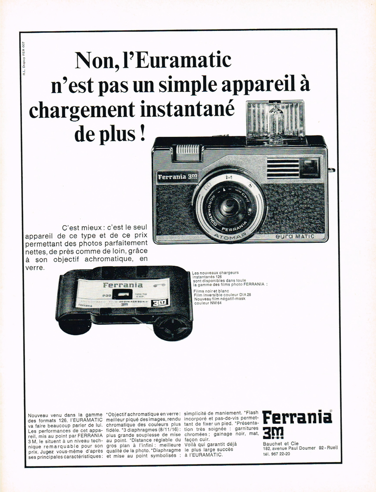 Ferrania 3M Euramatic - Photo Cinéma - novembre 1966