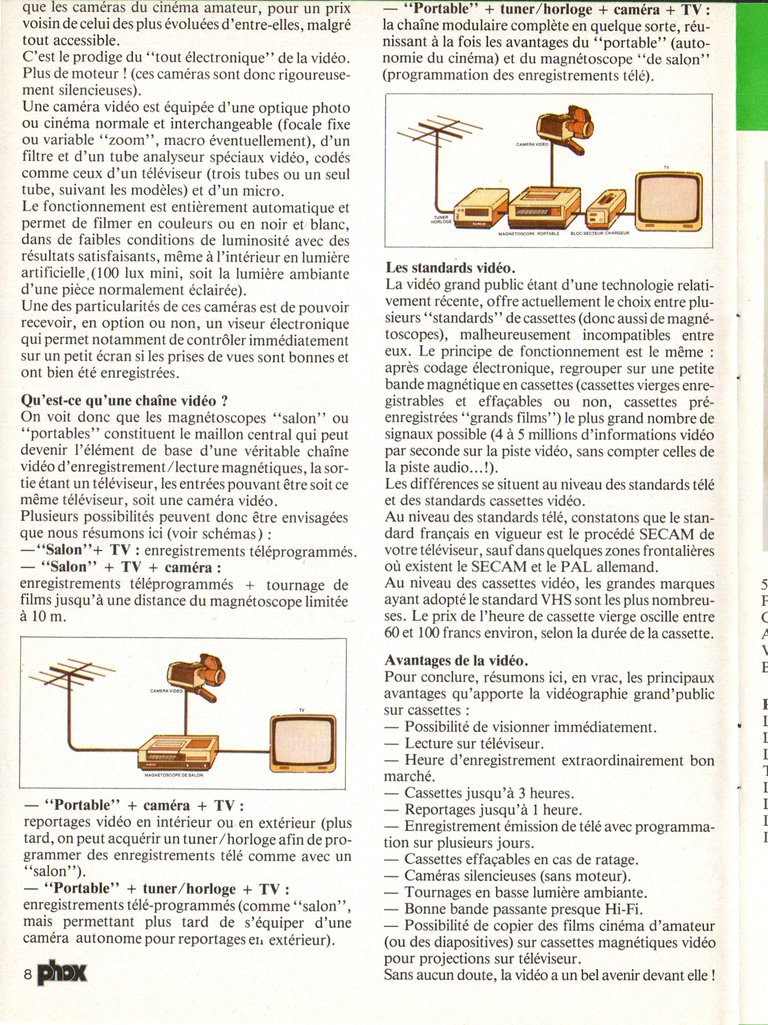 1980 - Phox Dossier-vérité : Les caméras Super 8 et la vidéo - Qu'est-ce que la vidéo ?