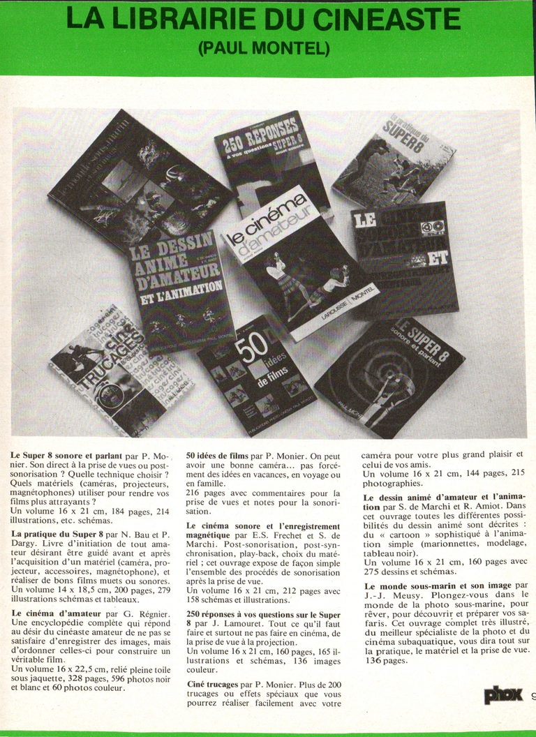 1980 - Phox Dossier-vérité : Les caméras Super 8 et la vidéo - La librairie du cinéaste