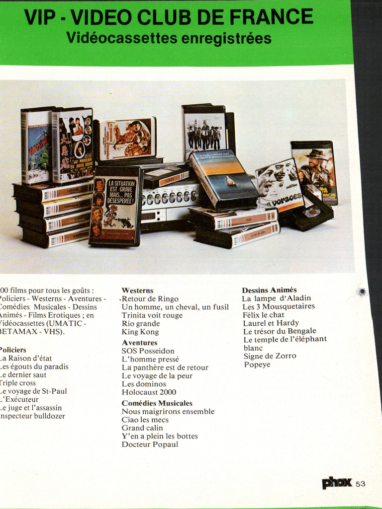 1980 - Phox Dossier-vérité : Les caméras Super 8 et la vidéo - VIP Vidéo Club de France