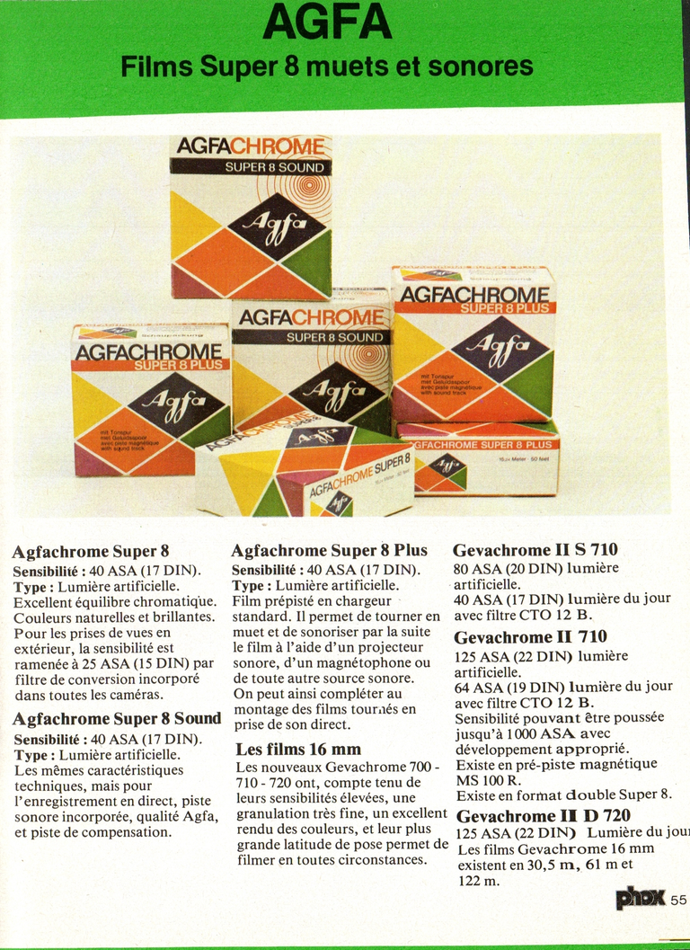 1980 - Phox Dossier-vérité : Les caméras Super 8 et la vidéo - Agfa Films Super 8 muets et sonores