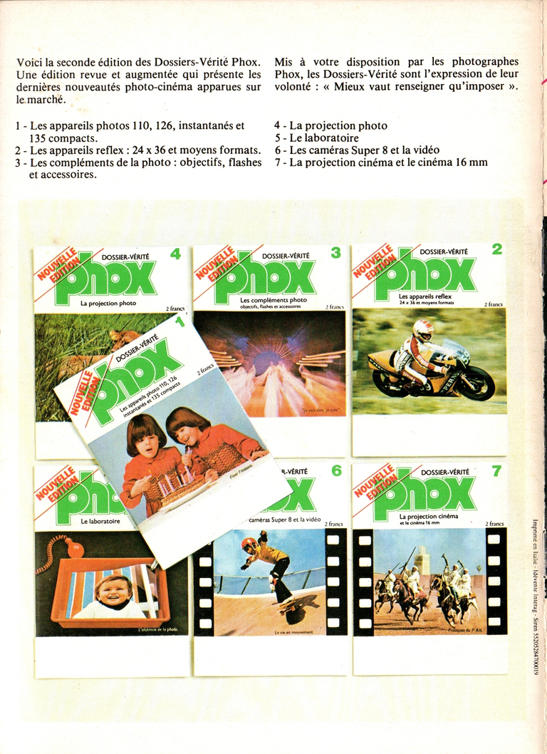 1980 - Phox Dossier-vérité : Les caméras Super 8 et la vidéo