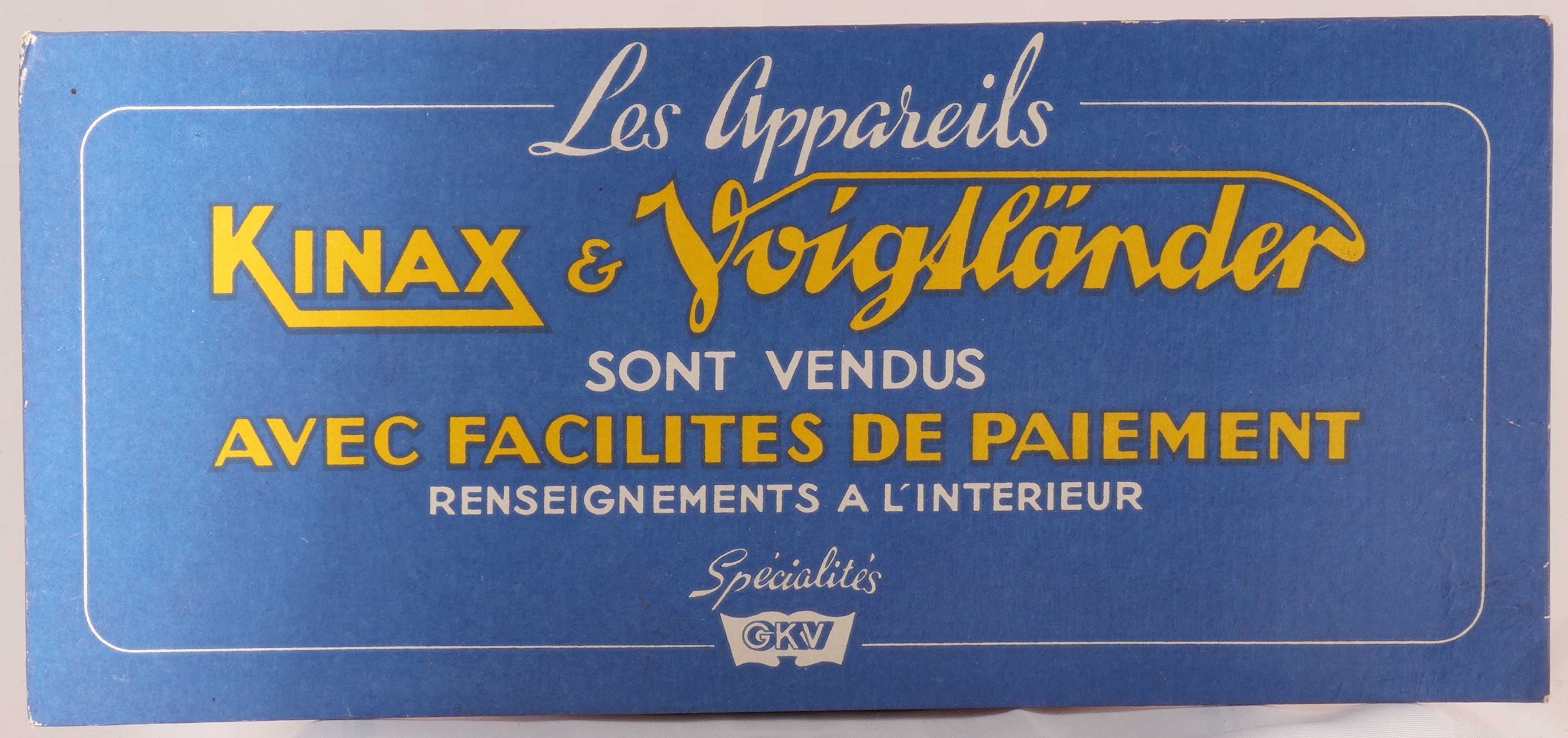 Carton publicitaire GKV : Gevaert Kinax Voigtländer