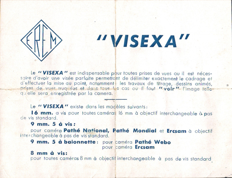 Erem - Notice du Visexa pour Ercsam 9,5 mm
