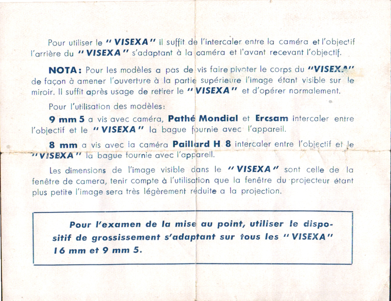 Erem - Notice du Visexa pour Ercsam 9,5 mm