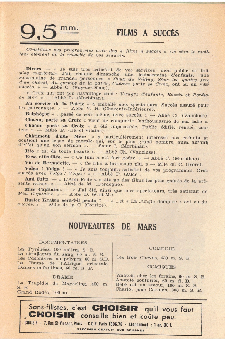 C.S.T. - Bulletin mensuel du cinéma familial et des salles d'oeuvre - mars 1937 - 17