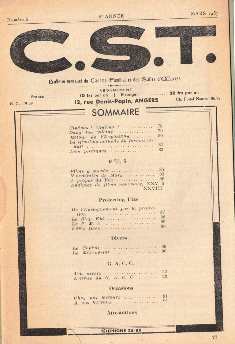 C.S.T. - Bulletin mensuel du cinéma familial et des salles d'oeuvre - mars 1937 - 3