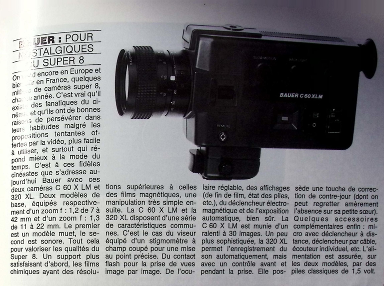 Bauer caméras C 60 X LM, 320 XL - Photo - février 1985