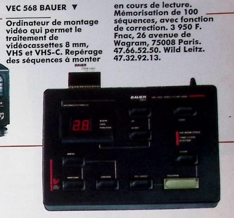 Bauer ordinateur de montage vidéo - Photo - octobre 1989