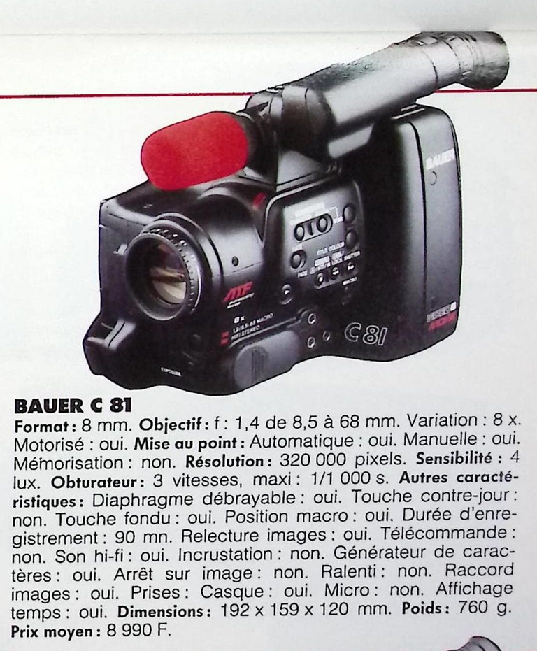 Bauer caméscope C 81 8 mm - Photo - février 1991