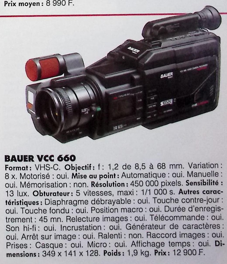 Bauer caméscope VCC 660 VHS-C - Photo - février 1991
