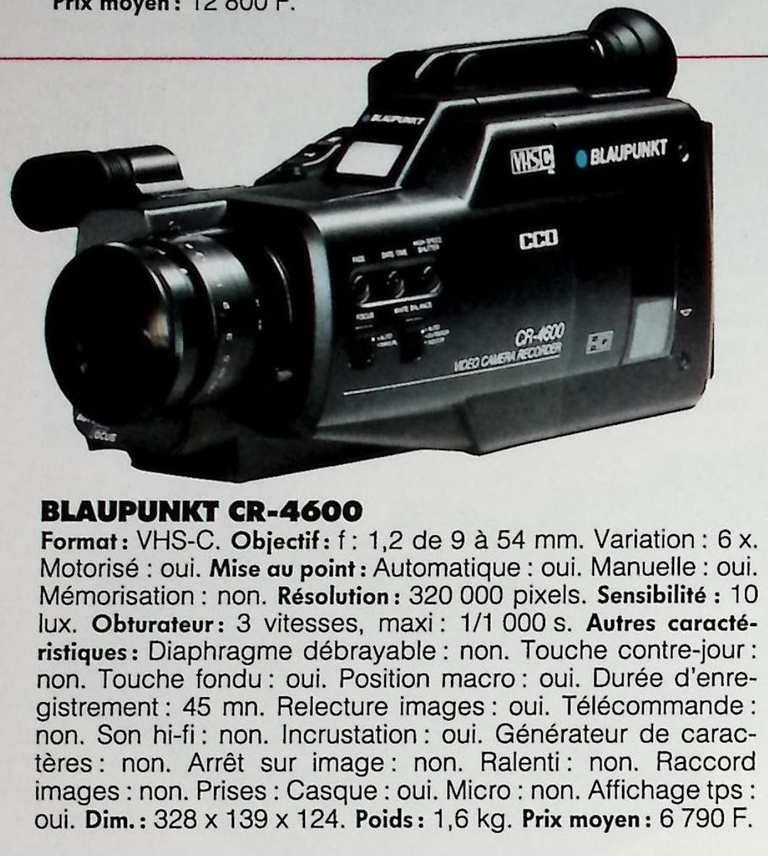 Blaupunkt caméscope CR-4600 VHS-C - Photo - février 1991