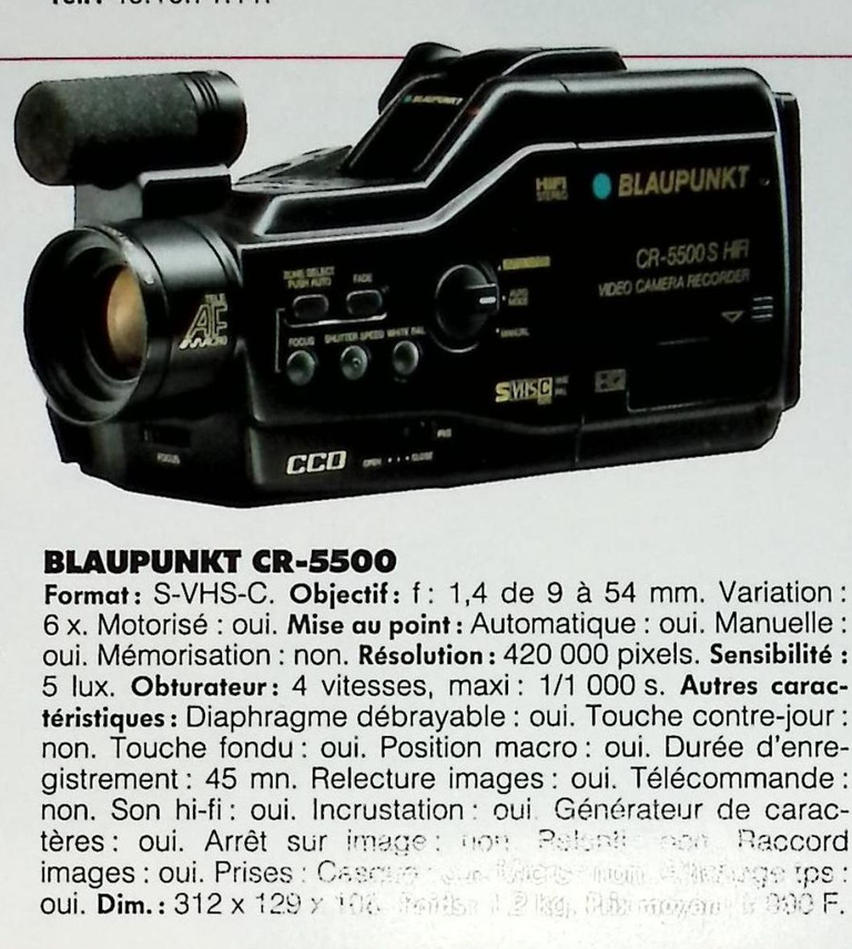 Blaupunkt caméscope CR-5500 S-VHS-C - Photo - février 1991