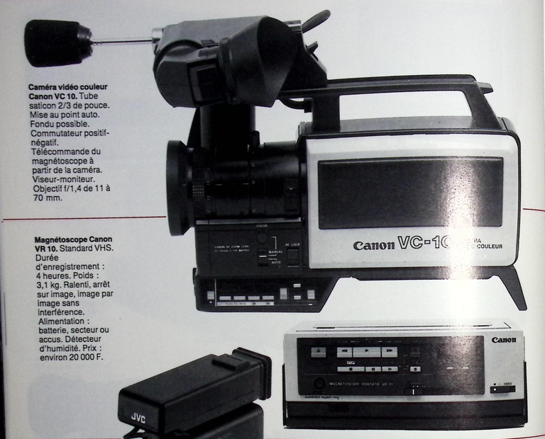 Canon caméras vidéo VC 10, magnétoscope VR 10 - Photo - octobre 1983