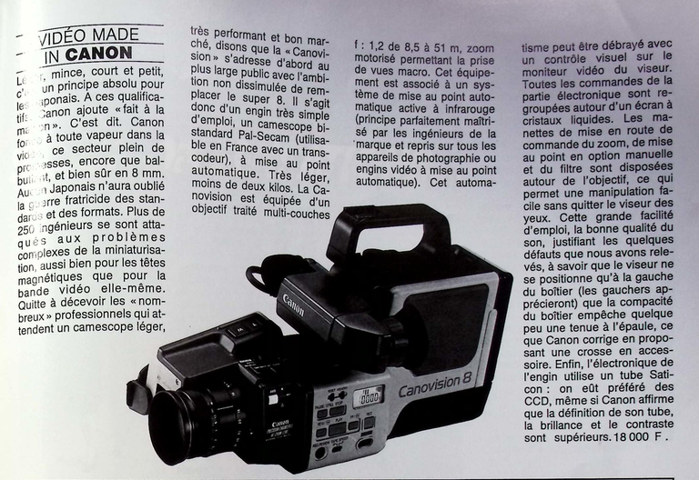 Canon caméscope Canovision 8 VM-E1 - Photo - octobre 1985