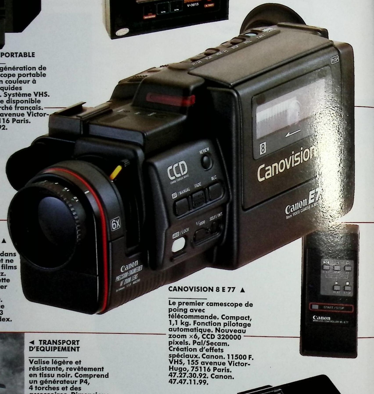 Canon caméscope Canovision 8 E 77 - Photo - février 1989