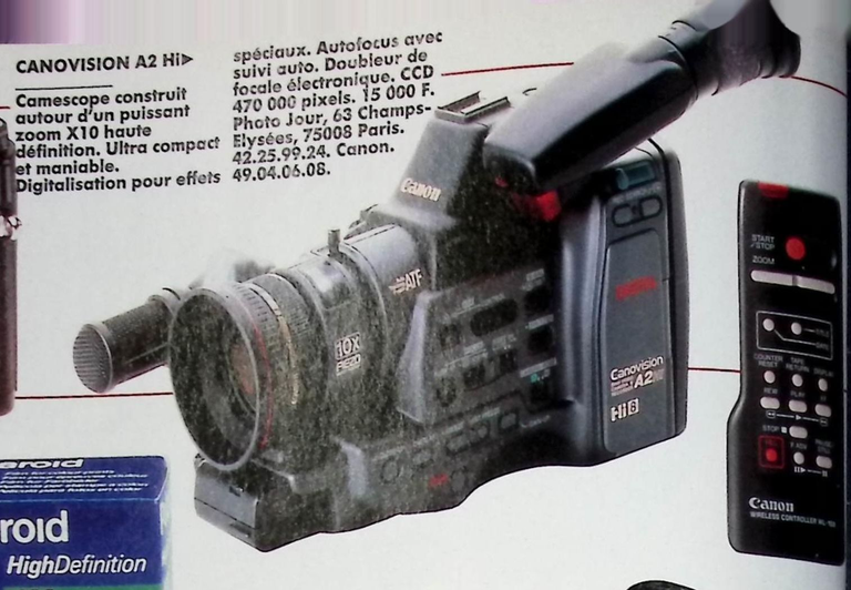 Canon caméscope Canovision A2 Hi - Photo - décembre 1990