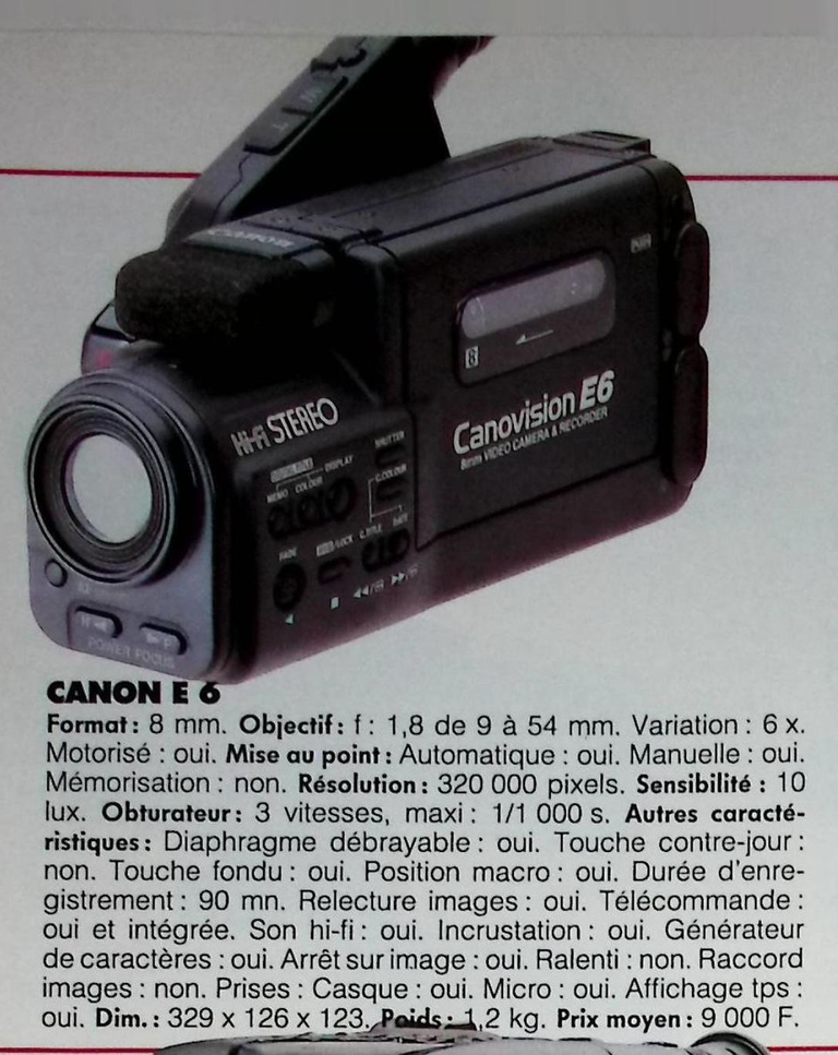 Canon caméscope E 6 8 mm - Photo - février 1991