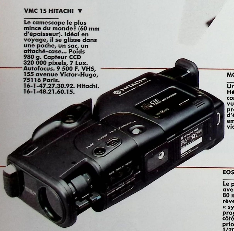 Hitachi caméscope WMC 1S - Photo - mai 1990