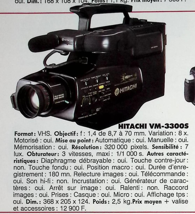 Hitachi caméscope VHS WM-3003 S - Photo - février 1991