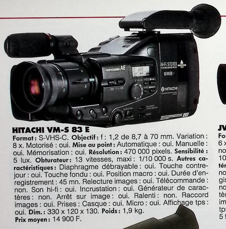 Hitachi caméscope S-VHS-C WM-S 83 E - Photo - février 1991