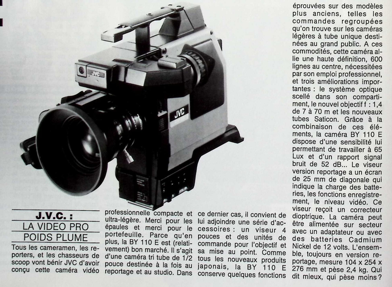 JVC caméscope BY 110 E - Photo - février 1985