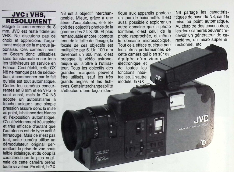JVC caméscope GX-N8 - Photo - décembre 1986