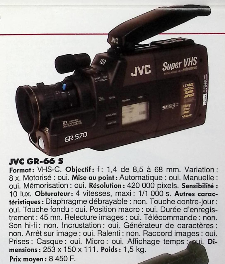 JVC caméscope VHS-C GR-66 S - Photo - février 1991