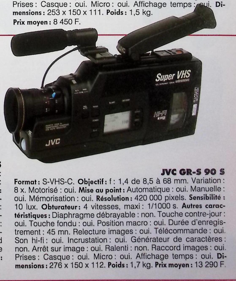 JVC caméscope S-VHS-C GR-S 90 S - Photo - février 1991