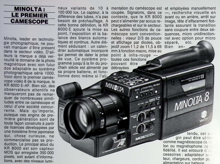 Minolta caméscope KR 8000 E AF - Photo - mars 1987