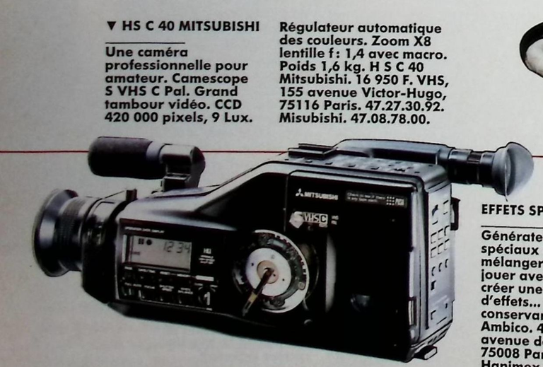 Mitsubishi caméscope HS C 40 - Photo - janvier 1990