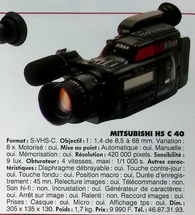 Mitsubishi caméscope S-VHS-C HS C 40 - Photo - février 1991