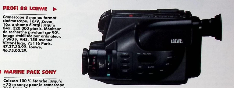 Loewe caméscope Profit 88 - Photo - janvier-février 1993