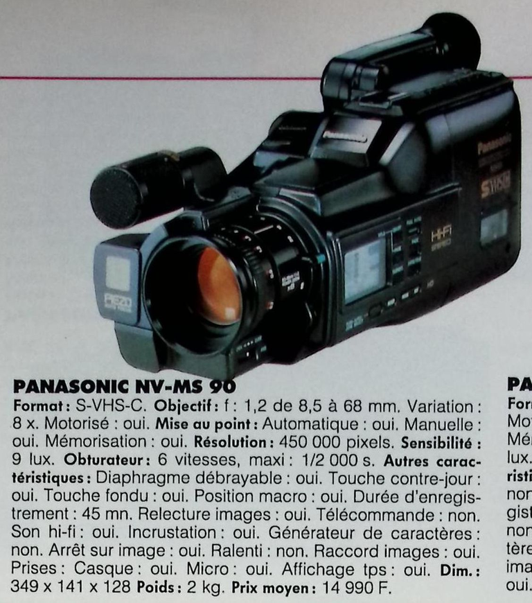 Panasonic caméscope S-VHS-C NV-MS 90 - Photo - février 1991