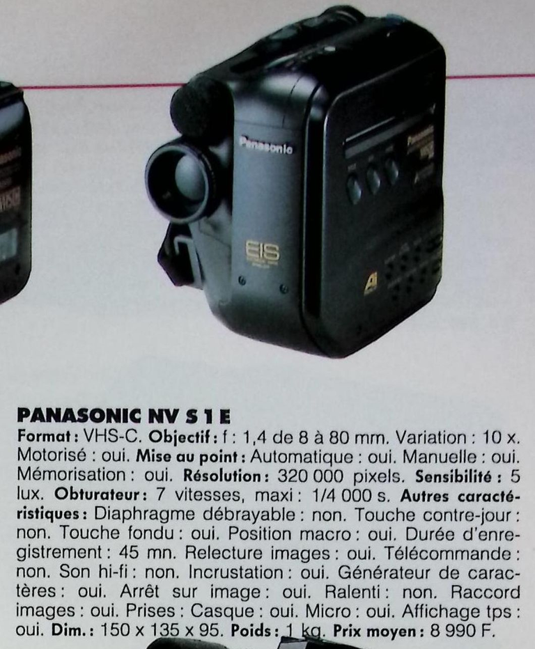 Panasonic caméscope VHS-C NV S 1 E - Photo - février 1991