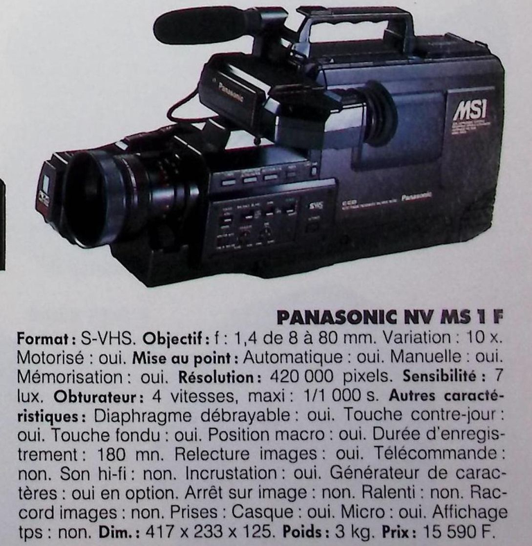 Panasonic caméscope S-VHS NV-M 1 F - Photo - février 1991