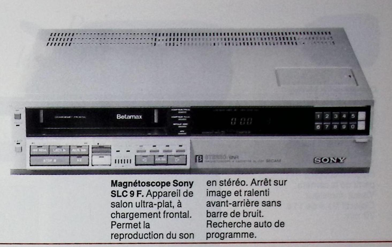 Sony magnétoscope Betamax SLC 9F - Photo - octobre 1983