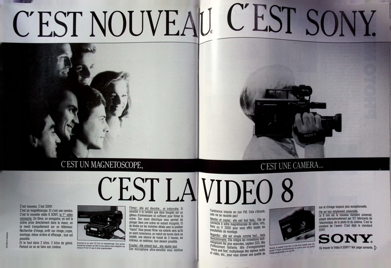 Sony caméscope et magnétoscope Vidéo 8 - Photo - juin 1985