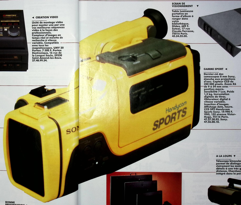 Sony caméscope Handycam Sports - Photo - octobre 1988