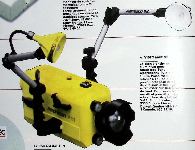 Sony caisson Amphibien V11 pour caméscope - Photo - juin 1989
