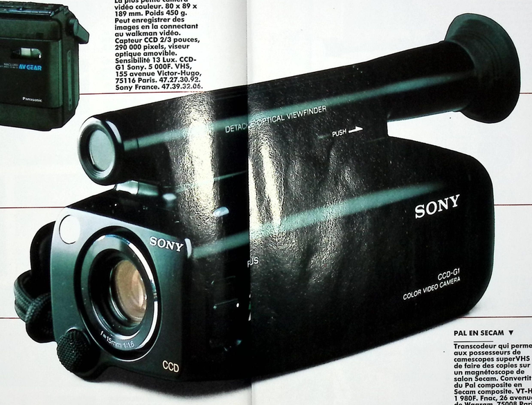 Sony caméscope CCD-G1 - Photo - juin 1989