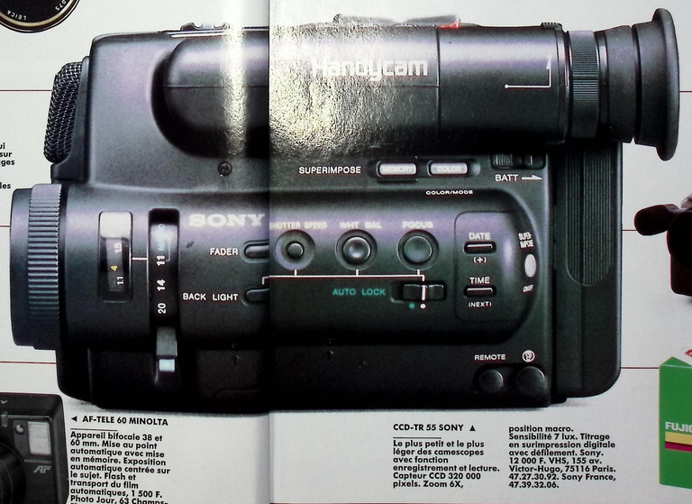 Sony caméscope CCD-TR 55 - Photo - novembre 1989