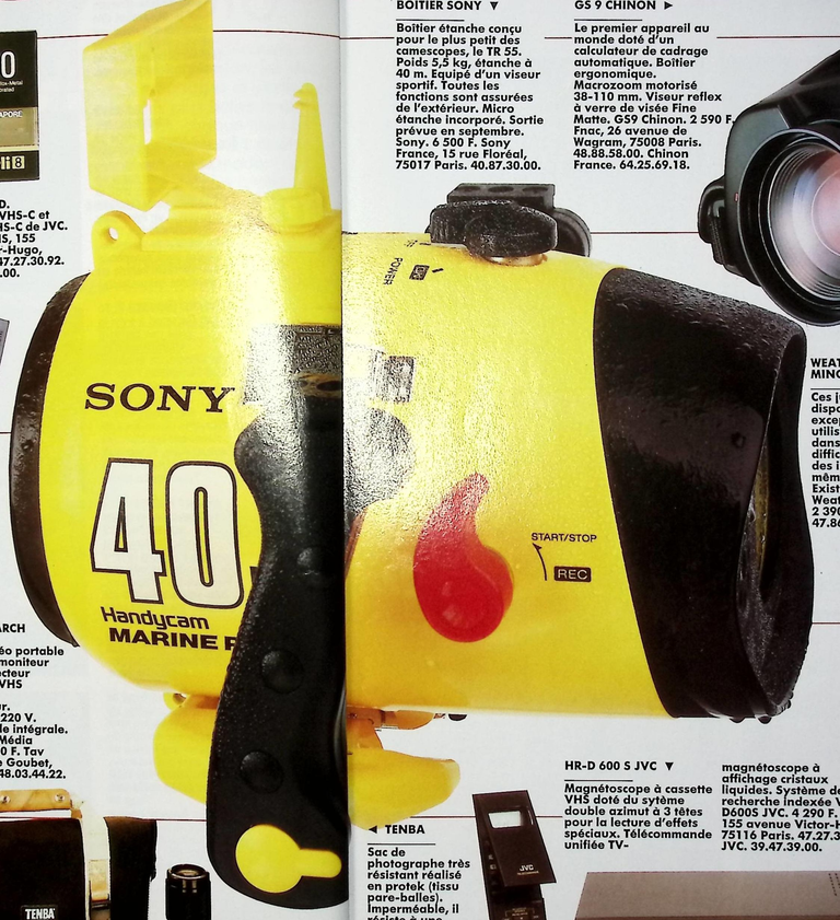 Sony caisson Handycam 40 marine pour caméscope Handycam - Photo - juillet 1990