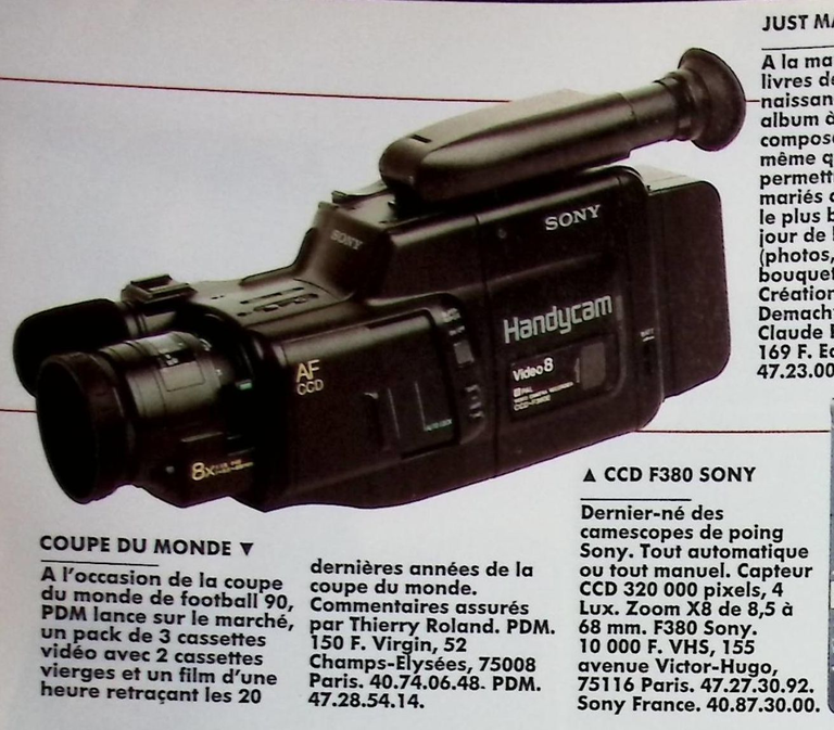 Sony caméscope Handycam CCD F380 - Photo - août 1990
