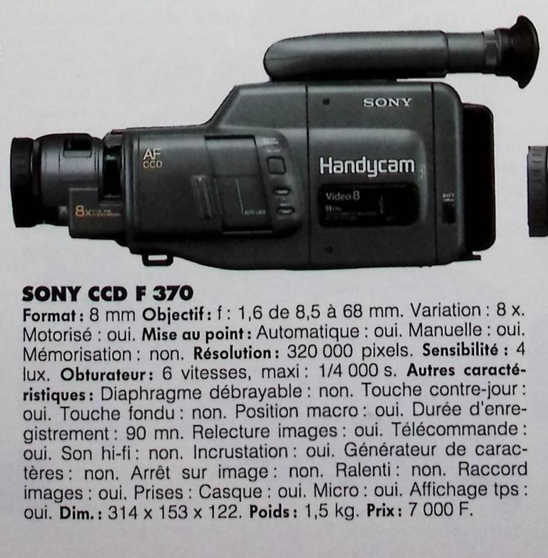 Sony caméscope Handycam CCD F-370 - Photo - février 1993